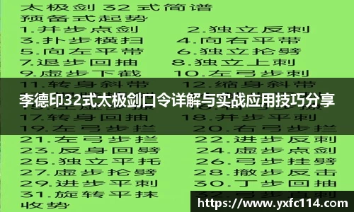 李德印32式太极剑口令详解与实战应用技巧分享